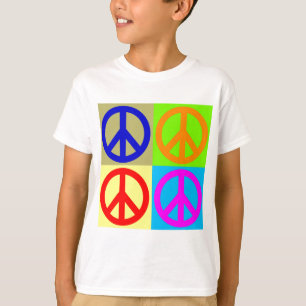 T-shirts Sinal de Paz de Pop de Quatro Cores
