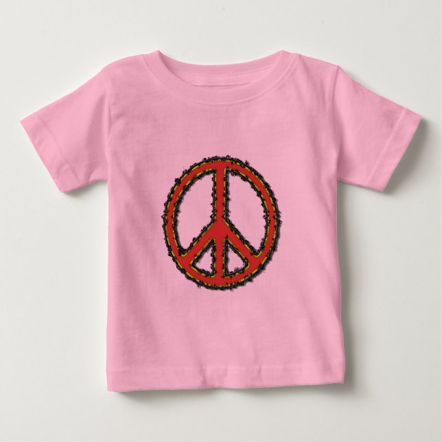 T-shirts Sinal de Paz de Zig Zag Vermelho (Frente)