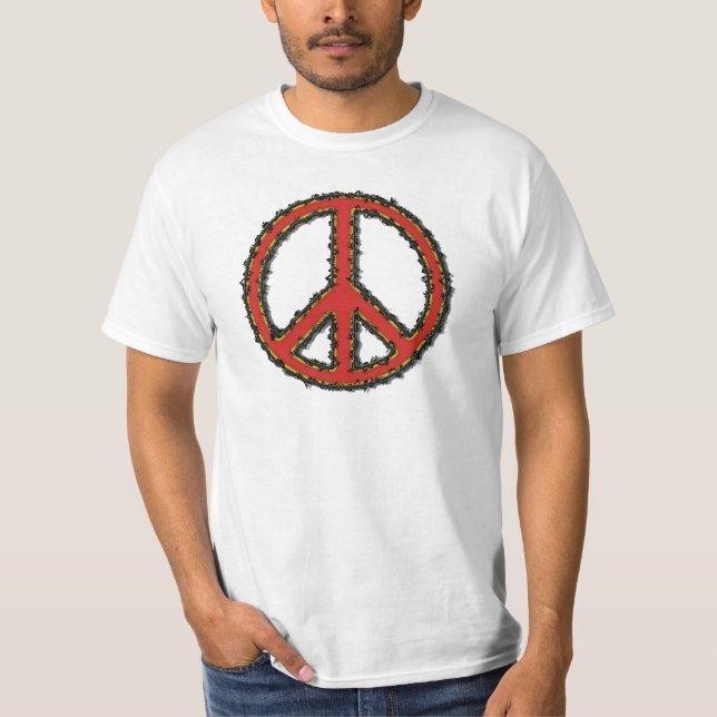 T-shirts Sinal de Paz de Zig Zag Vermelho (Frente)
