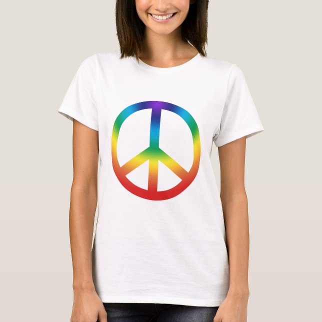 T-shirts Sinal de Paz em Cores Chakra (Frente)