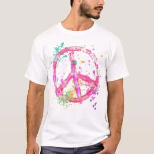 T-SHIRTS SINAL DE PAZ RETRO DO SPLATTER DA PINTURA