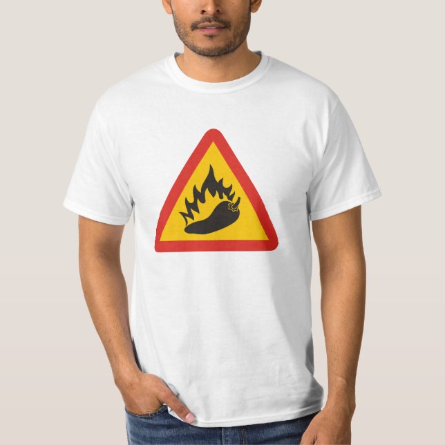 T-shirts Sinal de perigo de pimenta quente (Frente)