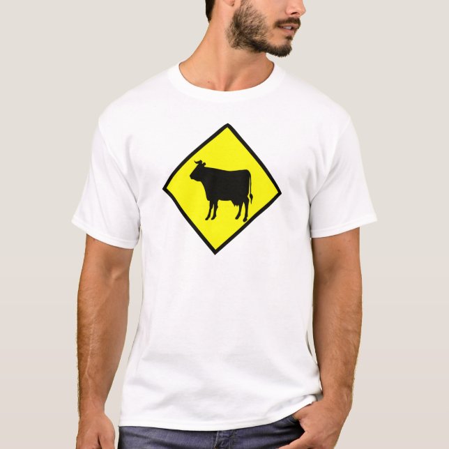 T-shirts Sinal do cruzamento da vaca (Frente)