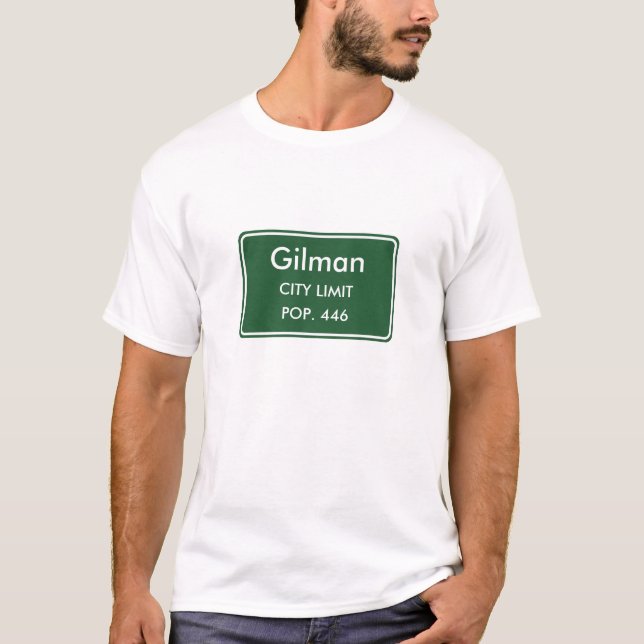 T-shirts Sinal do limite de cidade de Gilman Wisconsin (Frente)