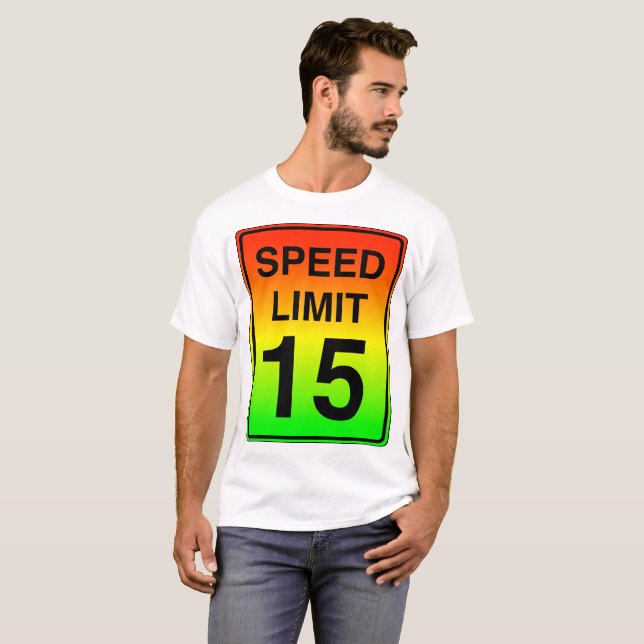 T-shirts Sinal do limite de velocidade 15 com cores do (Frente Completa)