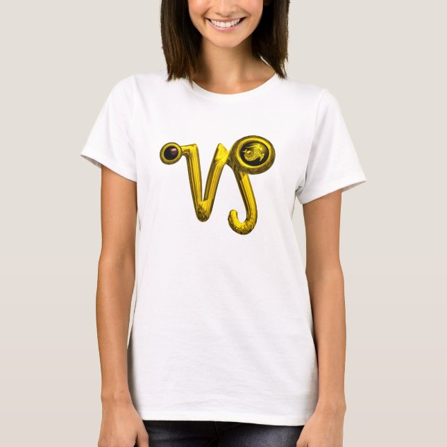 T-SHIRTS SINAL ZODIAC JUWEL DOURADO CAPRICORN (Frente)