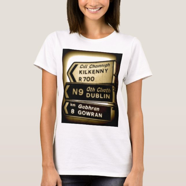 T-shirts Sinalização Rodoviária da Irlanda (Frente)