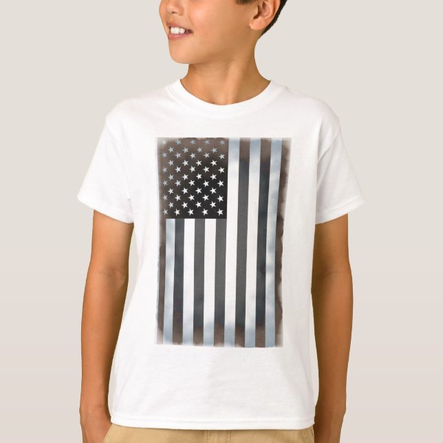 T-shirts Sinalizador americano preto e branco (Frente)