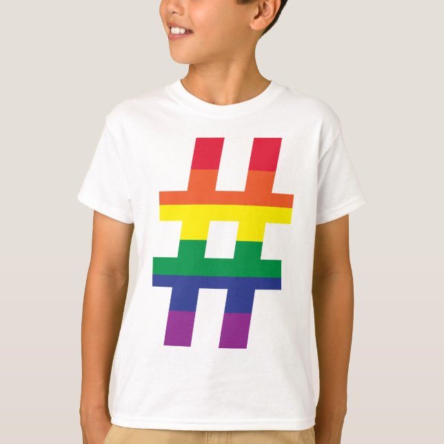 T-shirts Sinalizador Arco-Íris da Etiqueta Hash (Frente)