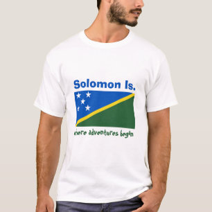 T-shirts Sinalizador das Ilhas Salomão + Mapa + Texto T-Shi