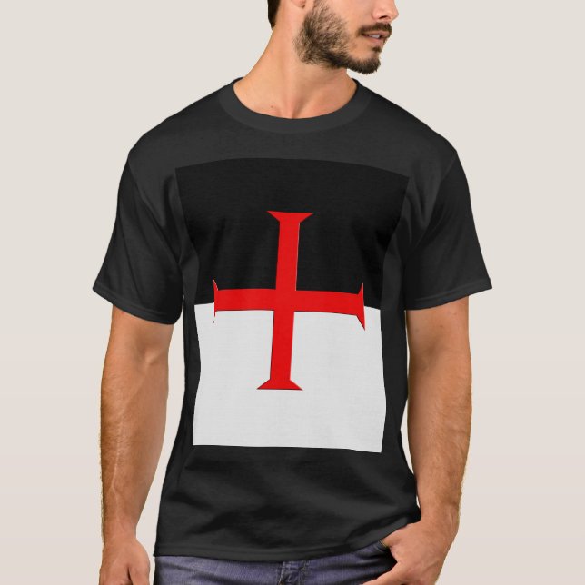 T-shirts Sinalizador de Cruz Templário dos Cavaleiros Medie (Frente)