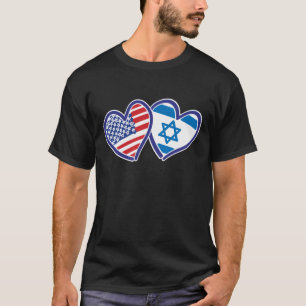 T-shirts Sinalizador do Coração EUA e Israel
