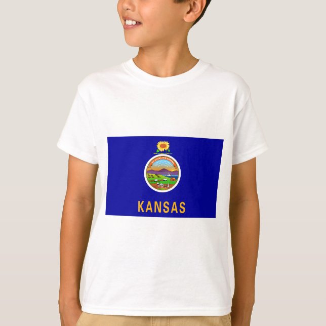 T-shirts Sinalizador do Estado do Kansas (Frente)