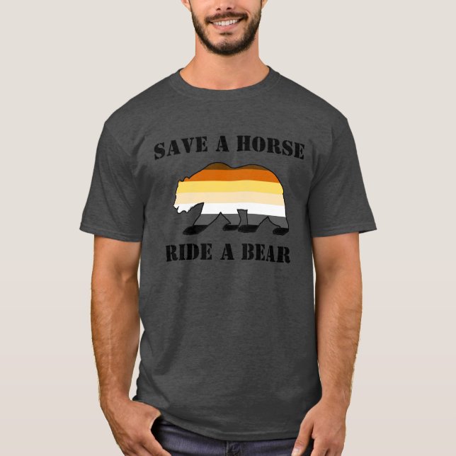 T-shirts Sinalizador do Orgulho de Urso Salva Cavalo Passea (Frente)