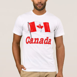 T-shirts Sinalizador e texto canadenses