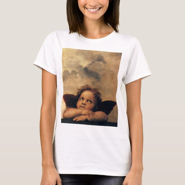 T-shirts Sistine Madonna Angels por Raphael Sanzio (Frente)