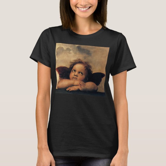 T-shirts Sistine Madonna Angels por Raphael Sanzio (Frente)