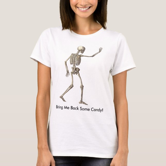 T-shirts Skeleton Waving Traga De Volta Mulheres Doces (Frente)