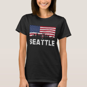 T-shirts Skyline da bandeira americana de Seattle WA
