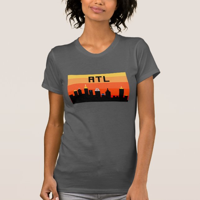 T-shirts Skyline de 8 bits ATL de Atlanta (Frente)