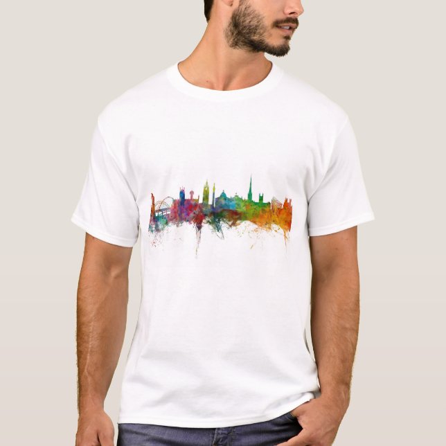 T-shirts Skyline de Newcastle Inglaterra (Frente)
