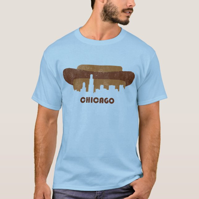 T-shirts Skyline-Homens retros de Chicago (Frente)