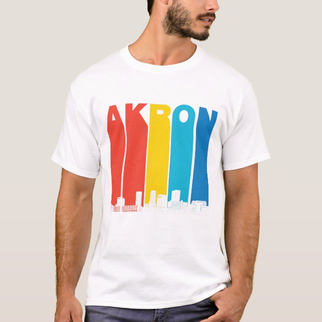 T-shirts Skyline retro de Akron Ohio (Frente)