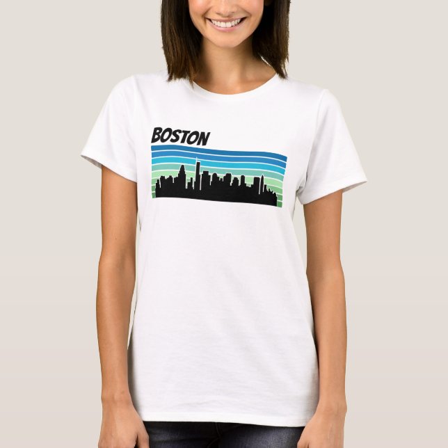 T-shirts Skyline retro de Boston (Frente)
