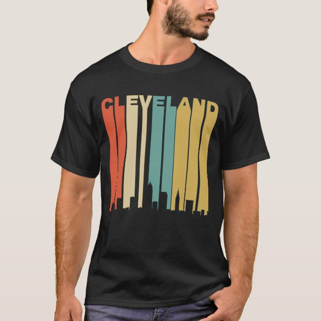 T-shirts Skyline retro de Cleveland (Frente)