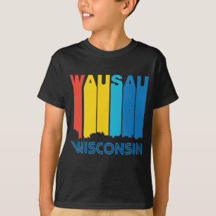 T-shirts Skyline retro de Wausau Wisconsin do estilo dos