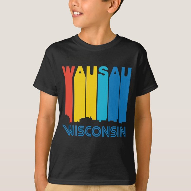 T-shirts Skyline retro de Wausau Wisconsin do estilo dos (Frente)