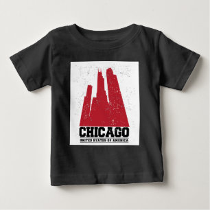 T-shirts Skyline vermelha da cidade de Chicago, Illinois