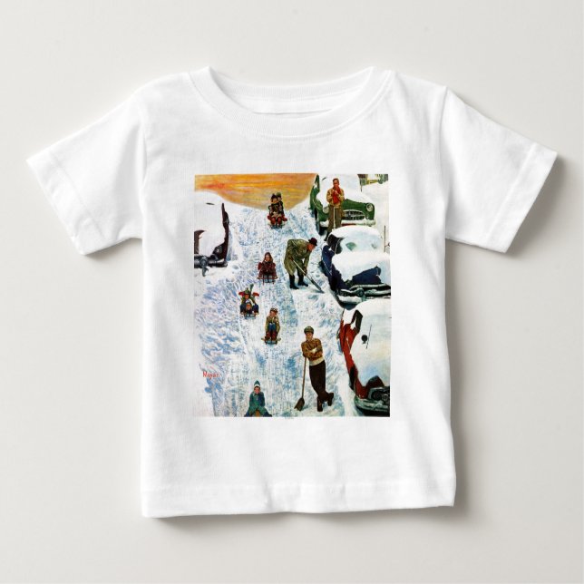 T-shirts Sledding e escavar para fora (Frente)
