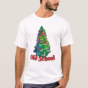 T-shirts Slogan de Árvore de Natal da Escola Antiga Engraça