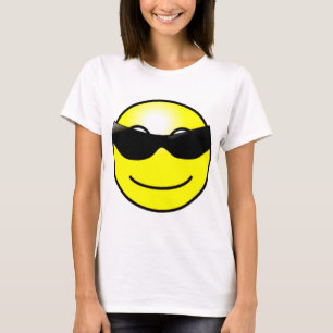 T-shirts Smiley face amarelo dos óculos de sol legal