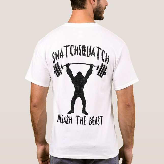 T-shirts Snatchsquatch, Cartoon Pé Grande, Besta, Giro Engr (Verso)