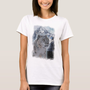 T-shirts SNOW LEOPARD Espécies Ameaçadas de Gato Grande