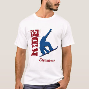 T-shirts Snowboard vermelho do barco a vapor do passeio
