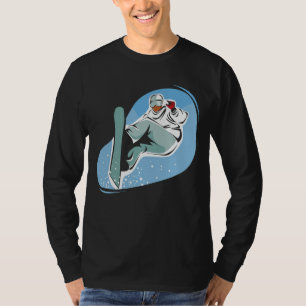 T-shirts Snowboarding na Capa longa básica dos homens