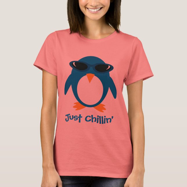 T-shirts Só Apanhando Pinguim Com Óculos De Sol (Frente)