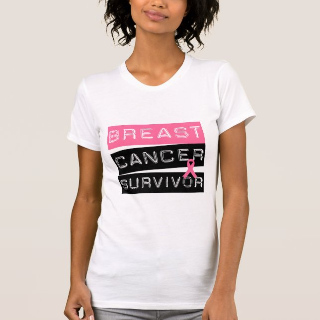 T-shirts Sobrevivente do cancro da mama (Frente)
