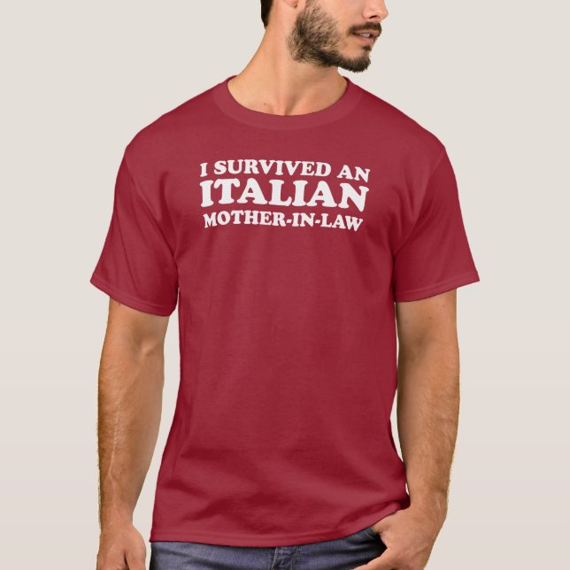 T-shirts Sobrevivente Mãe Italiana De Direito (A ESCURO) (Frente)