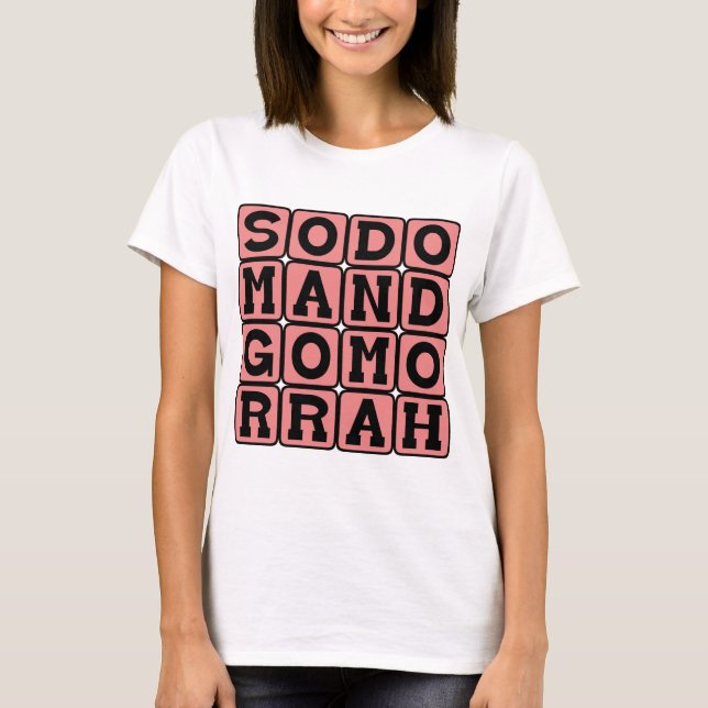 T-shirts Sodoma e Gomorra, Cidades do Pecado Original (Frente)