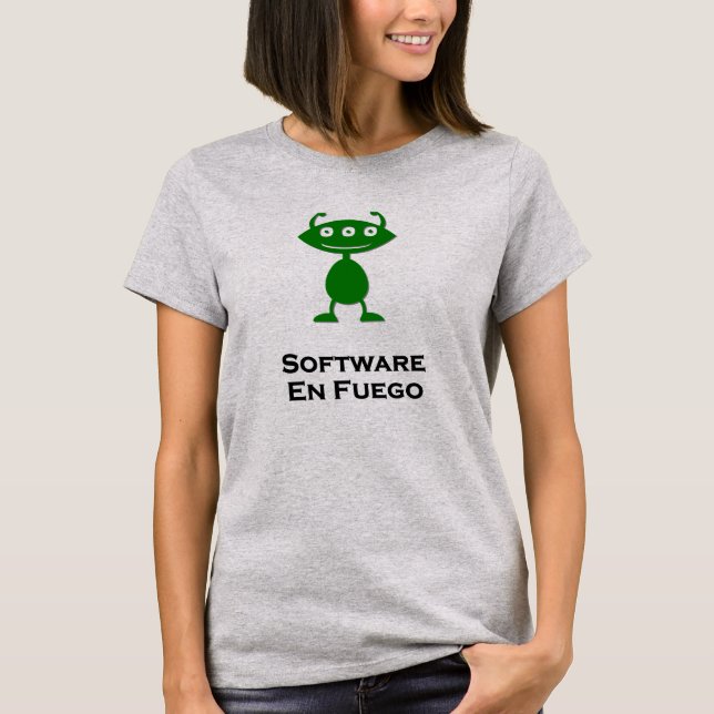 T-shirts Software De Olho Triplo En Fuego Verde (Frente)