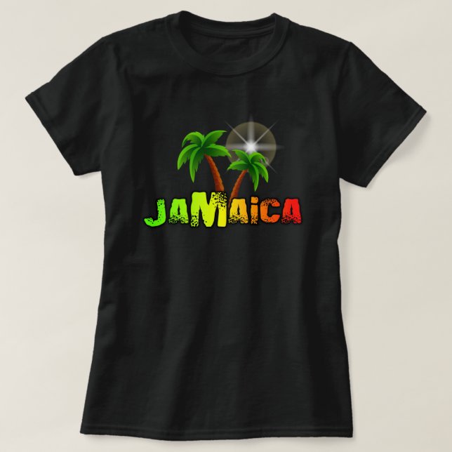 T-shirts Sol de coqueiros da Jamaica (Frente do Design)