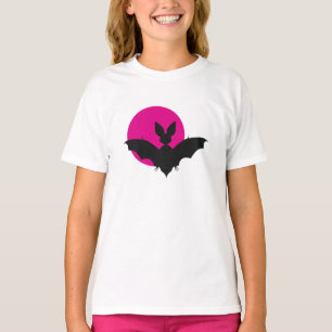 T-shirts Sombra de Morcego Lua Rosa Arte Gótica