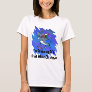T-shirts Sonhar Com Um Natal De Tubarão Branco Excelente
