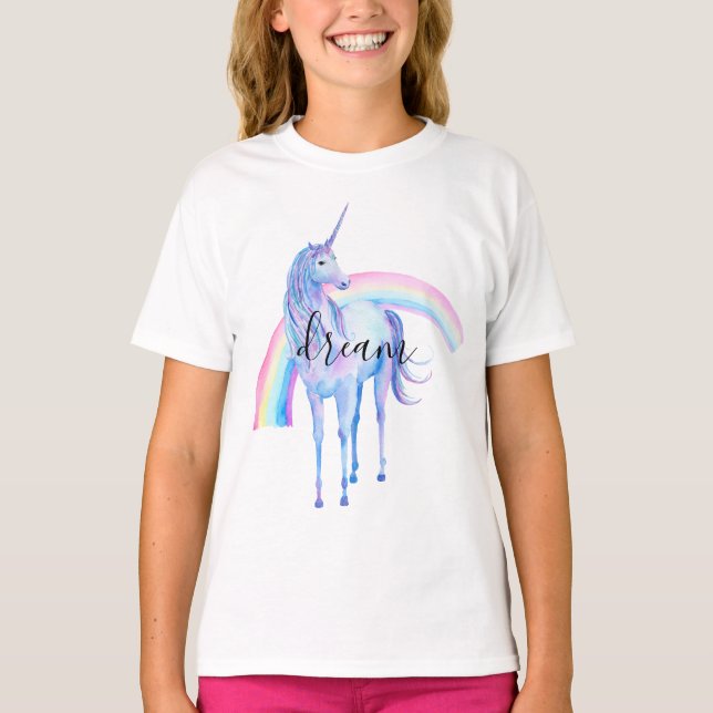 T-shirts Sonho Purple Aqua Unicorn (Frente)