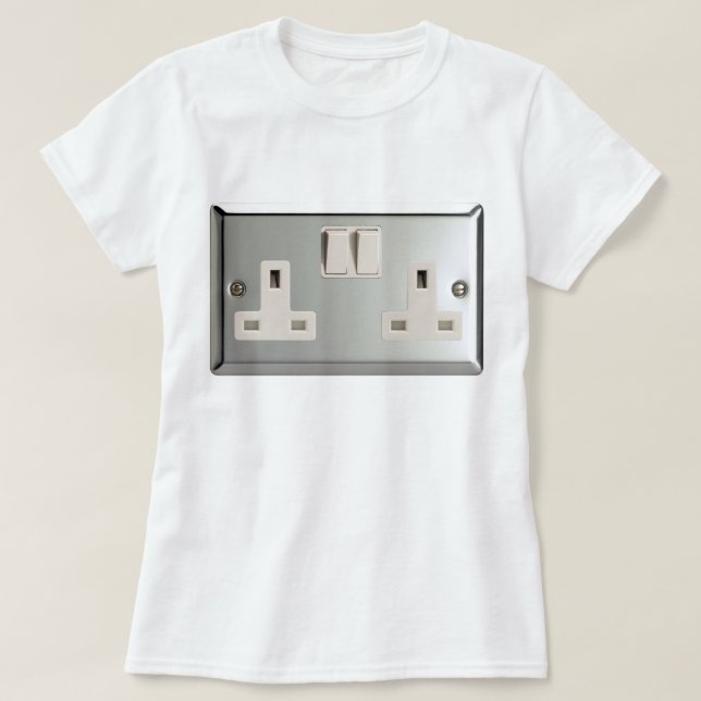 T-shirts Soquete de Plug-Socket AC BS 1363 do Reino Unido [ (Frente do Design)