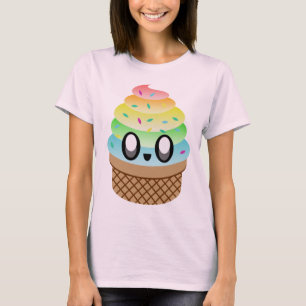 T-shirts Sorvete Kawaii Rave Cone Arco-Íris